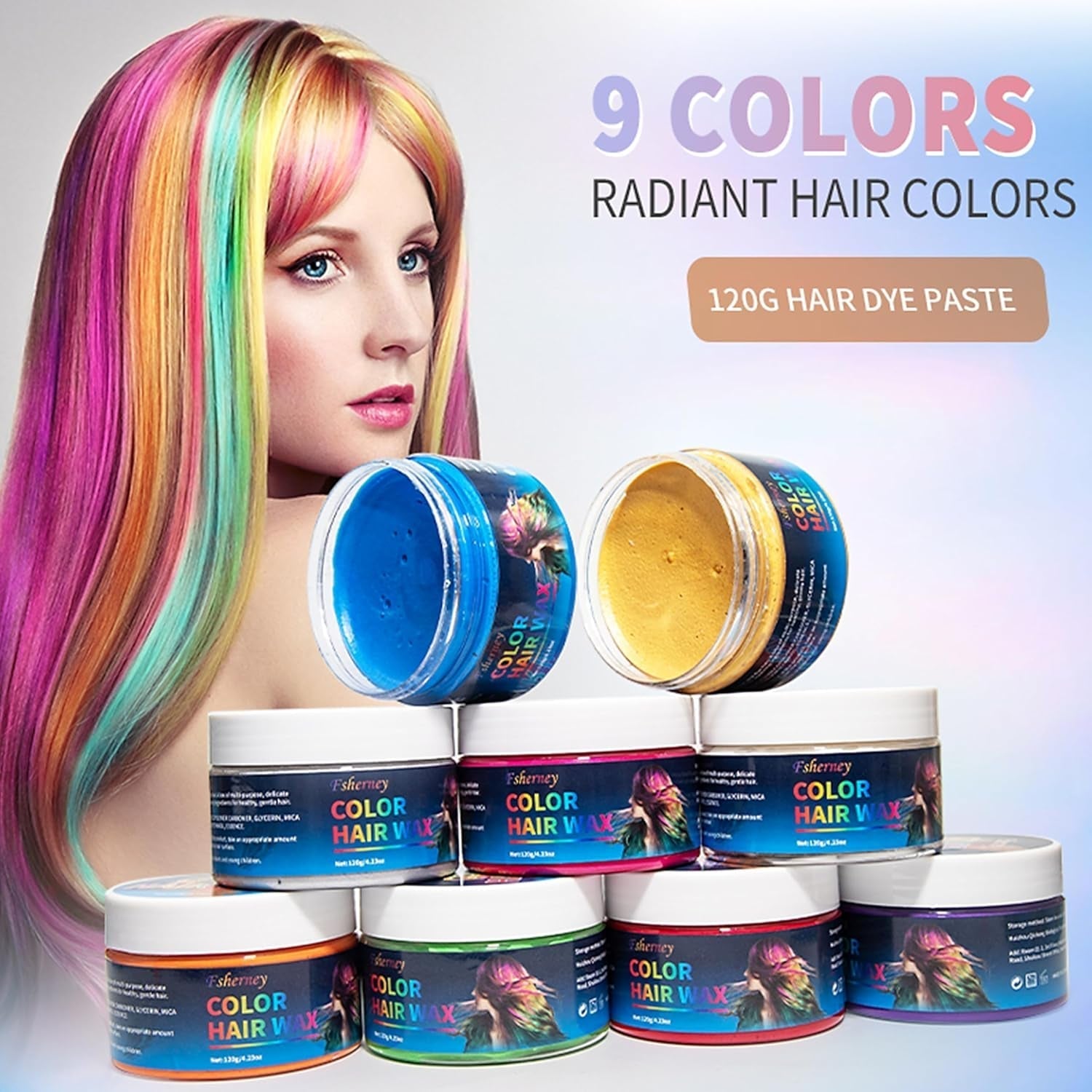 Vopsea temporară pentru păr verde - Ceară de culoare pentru păr, ton de păr pentru bărbați, femei, Pomadă pentru coafură naturală, ceară de vopsire a părului cu clip colorat pentru culoarea părului la petreceri nebune (4.23 oz, verde) Vopsea pentru par Naty Shop