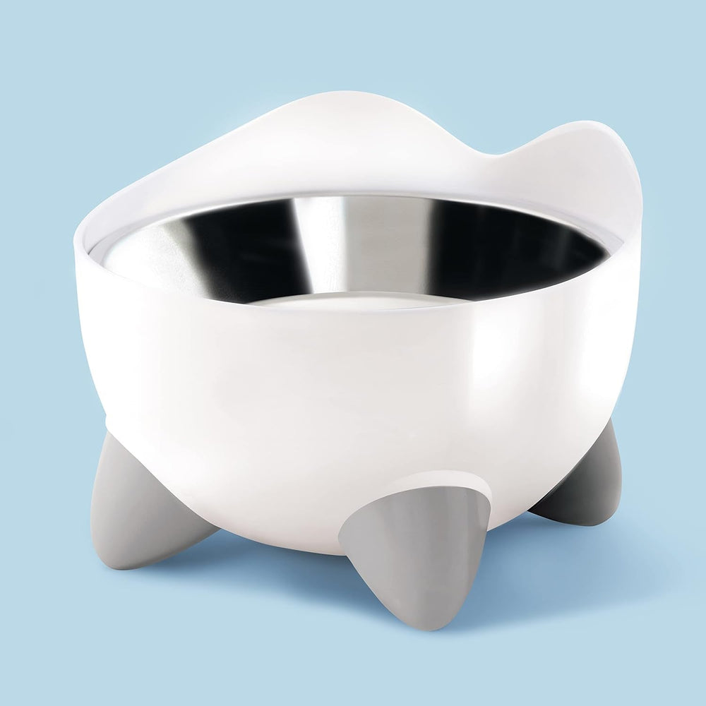 Bol de hrănire ergonomic Catit Pixi pentru pisici, 200 ml, alb