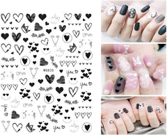 8 Blatt Nagelsticker Valentinstag Nagelaufkleber Selbstklebend Liebhaber Des Schwarzen Herzens Nail Art Sticker Dekoration Nageldesign Zubehör