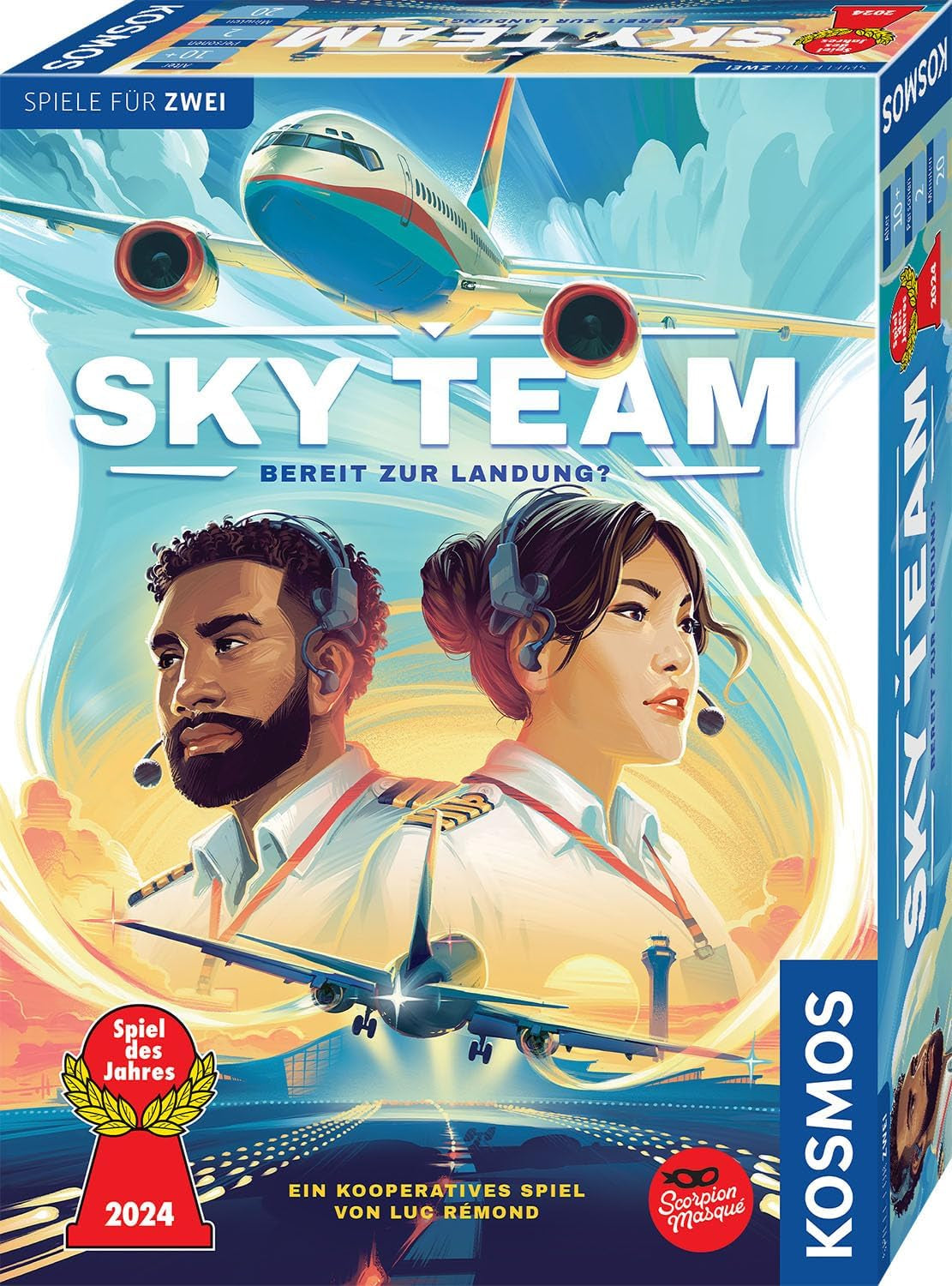 Kosmos 684044 Sky Team – Bereit zur Landung? Spiel des Jahres 2024 2-Spieler-Koop-Strategiespiel ab 10 Jahren, Brettspiel, Partyspiel