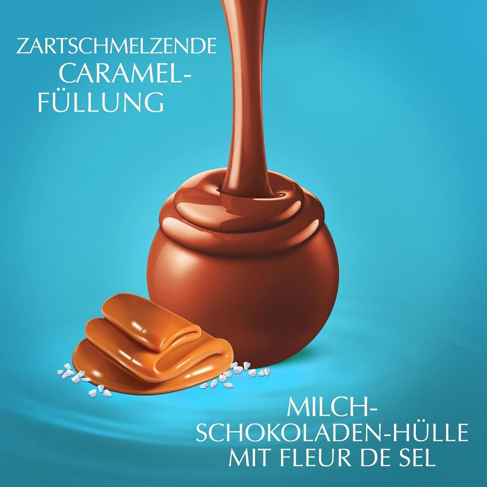 Lindt Chocolate | LINDOR Cornet Caramel Sărat | 500g | 38 Bile de Ciocolată cu Lapte cu Umplutură de Caramel Sărat | Cadou de Ciocolată