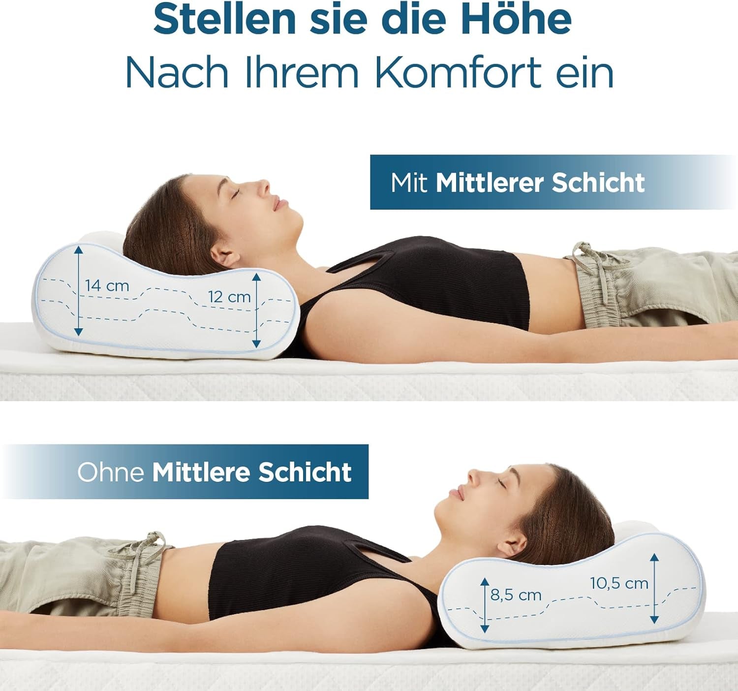 ORTHOVERSE pernă ortopedică - pernă de susținere a gâtului, pernă de dormit, pernă, pernă din spumă cu memorie, pernă, pernă pentru dureri de gât - înălțime reglabilă, acoperire aloe vera, ajutor medical Perne ortopedice cervicale Naty Shop