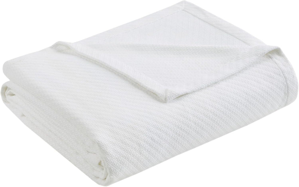 Pătură de lux Madison Park Liquid Cotton, de înaltă calitate, moale, confortabilă, 100% bumbac Ringspun, pentru pat, canapea sau canapea, Blush, Full/Queen Plapumi si pilote Naty Shop Alb Dimensiune rege