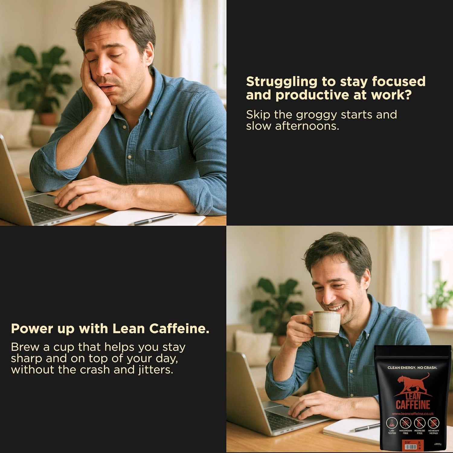Kaffeebohnen 908g | Hochkoffein Bulletproof Coffee | Säurearm, Mykotoxinfrei | Starke Dunkelröstung