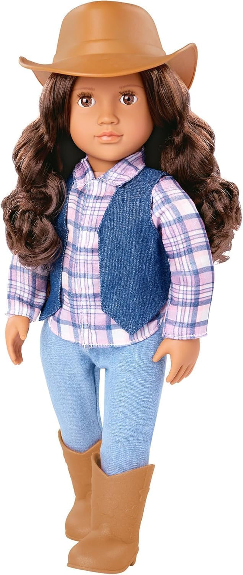Our Generation - Dustin - 46 cm Junge Puppe - Lebensechte haselnussbraune Augen und gewelltes braunes Haar - Outfit im Western-Stil & Country-Hut - Spielzeug für Kinder ab 3 Jahren