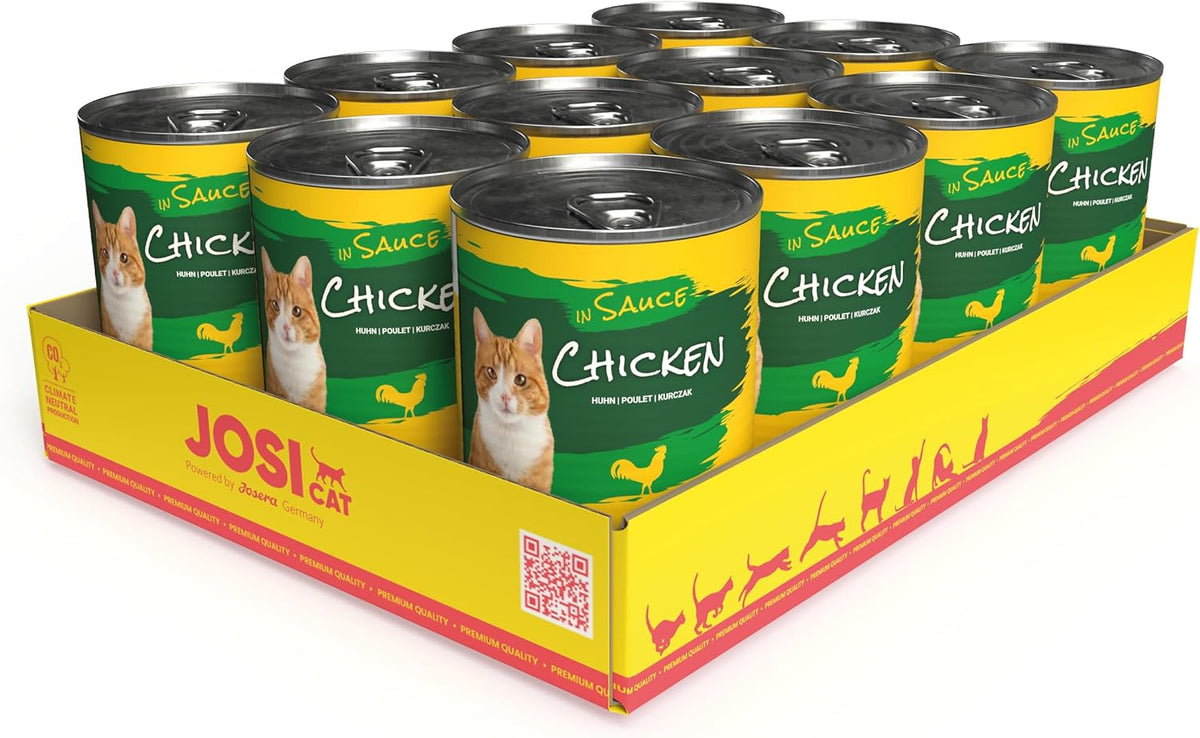 JosiCat Pui în Sos (12 x 415 g) | Adult | Hrană umedă premium pentru pisici adulte | Pui în sos | Vitamina D3 și E | Powered by JOSERA | Hrană umedă pentru pisici | Hrană completă | Pachet de 12