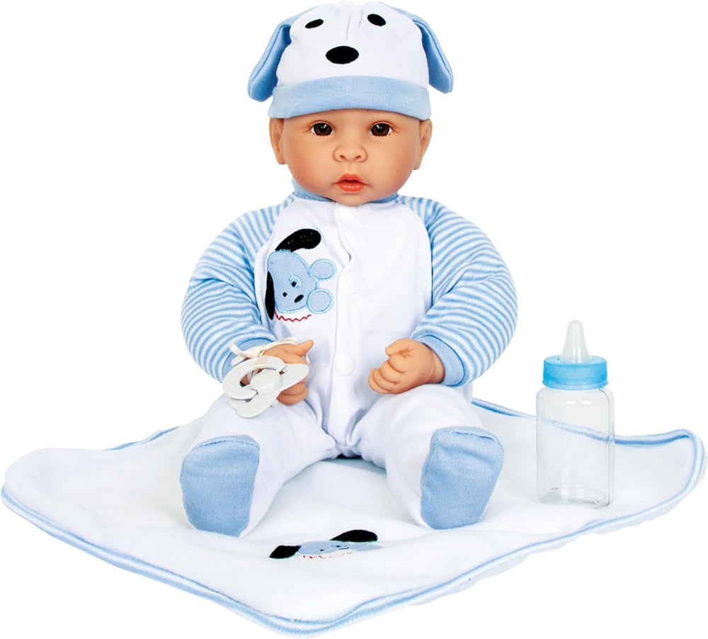 small Foot Puppe Lukas inkl. ausziehbarer Bekleidung, Schnuller und weicher Kuscheldecke, Rollenspielzeug, 11238