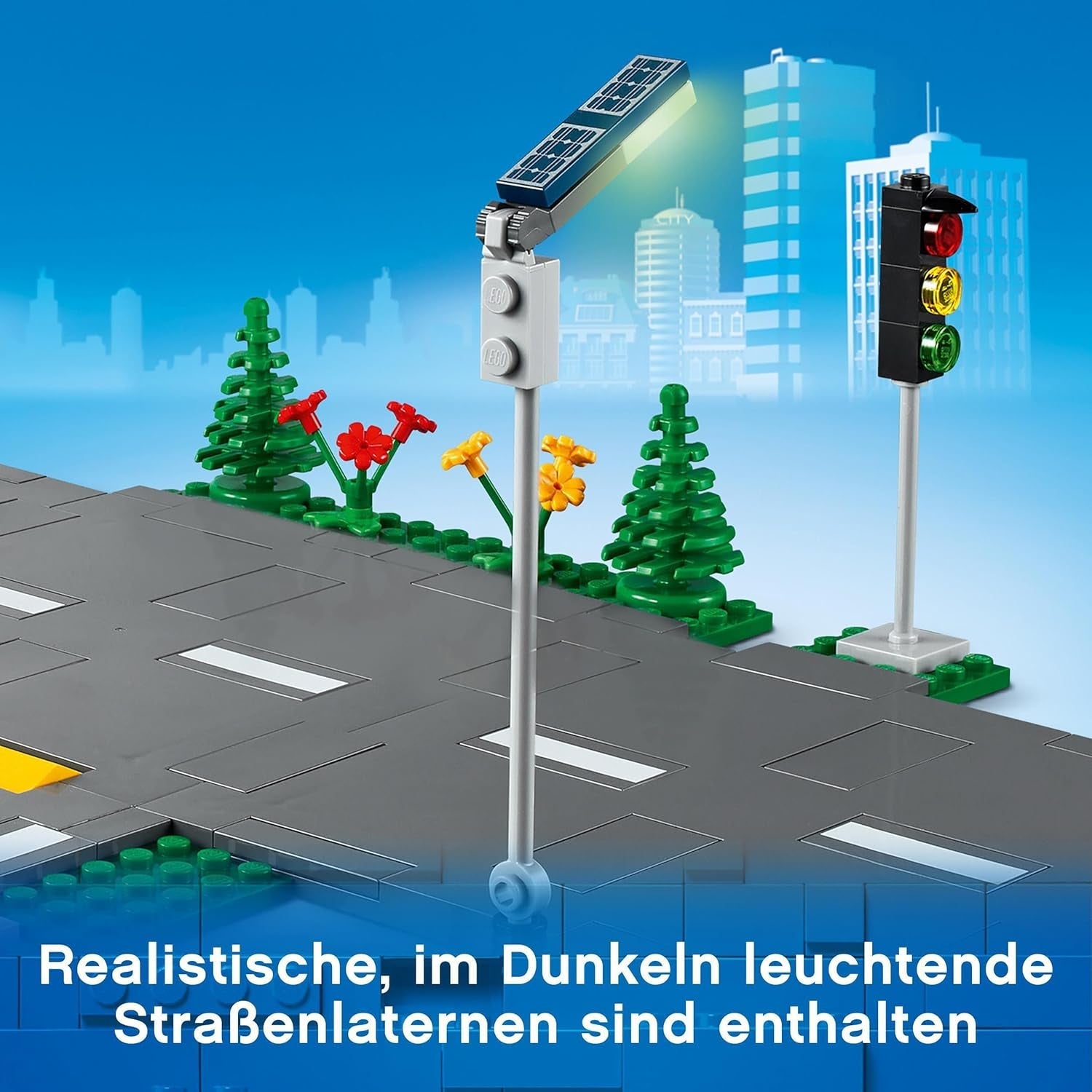 LEGO City Straßenkreuzung mit Ampeln, Bauset mit im Dunkeln leuchtenden Steinen 60304