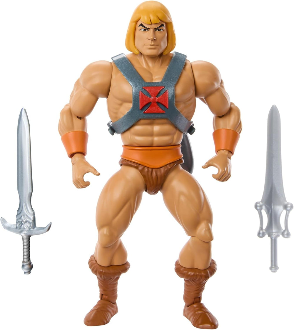 Masters of the Universe Origins Spielzeug, He-Man-Actionfigur aus der Cartoon-Kollektion, lebensgroß, ca. 14 cm großer Held mit Rüstung, 2 Schwertern und Mini-Comics HYD17 Actionfiguren Naty Shop Standardtitel