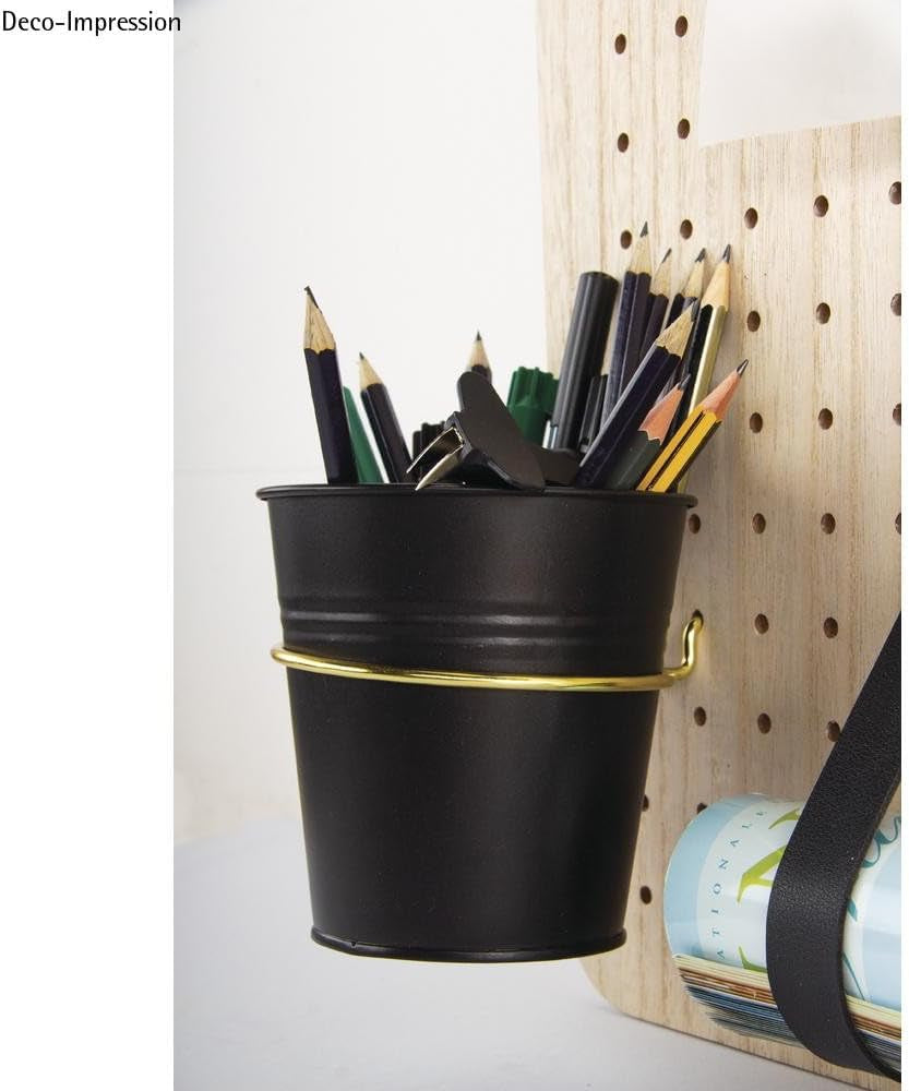 Rayher 25194576 Ghiveci metalic pentru știft și cui Rayher, diametru 13 cm, înălțime 12 cm, negru