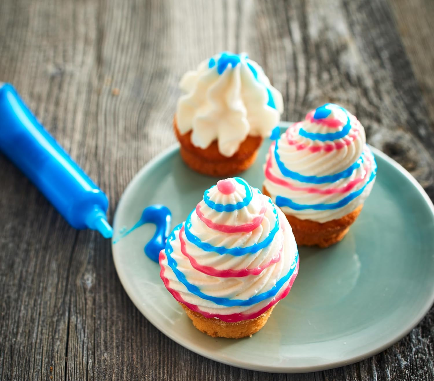 RUF Zucker-Schrift, 4 Tuben Dekor-Schrift in Türkis, Pink, Orange & Blau, Zur Beschriftung Von Glasur, Zuckerguss Und Fondant, Tortendeko Für Weihnachtsplätzchen, 4 X 25G Glazes and Decor Naty Shop