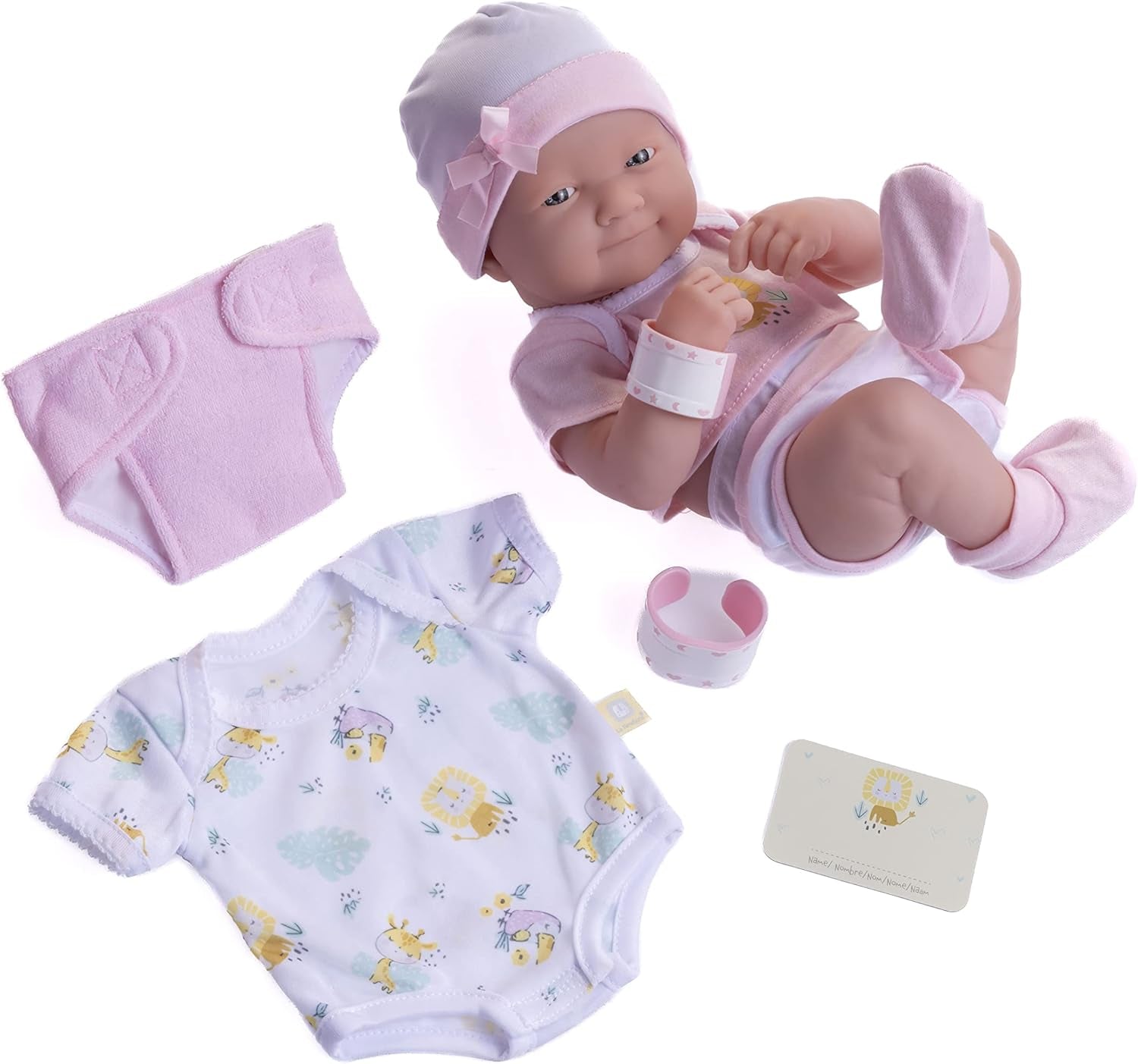 JC TOYS (18543_A Babypuppe, mit 8-teiligem Zubehör-Set, 36 cm