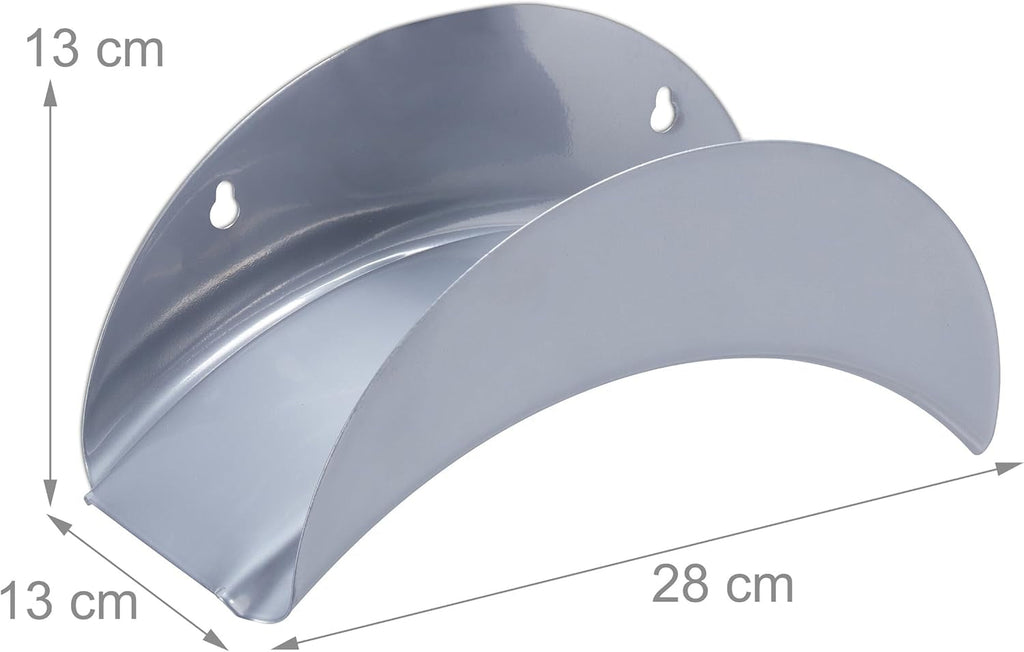 Suport furtun de perete Relaxdays, set de 2, pentru furtun de 30 m 1/2", suport furtun de grădină, suport metalic pentru furtun, gri