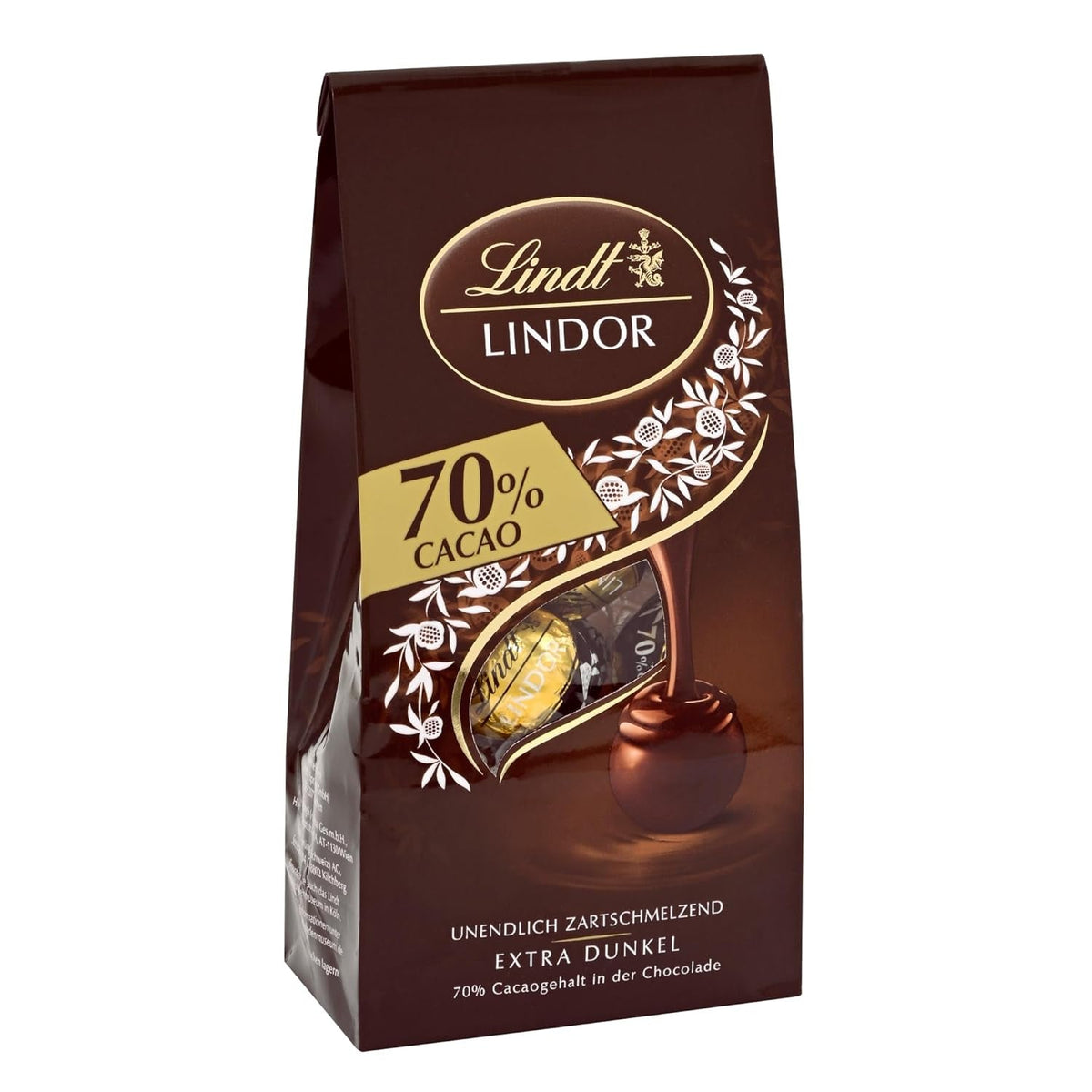Lindt LINDOR Schokoladenkugeln 70 % Kakao Extra Dark, Beutel mit 99 Gramm Pralinen Naty Shop Standardtitel