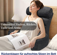 Pernă de citit pentru pat și canapea, pernă de spate pentru pat, pernă de citit cu spătar pentru adulți, confortabilă pentru a sta, a citi și a viziona televizorul pe podea sau pe canapea (Gri închis, 65 * 30cm)