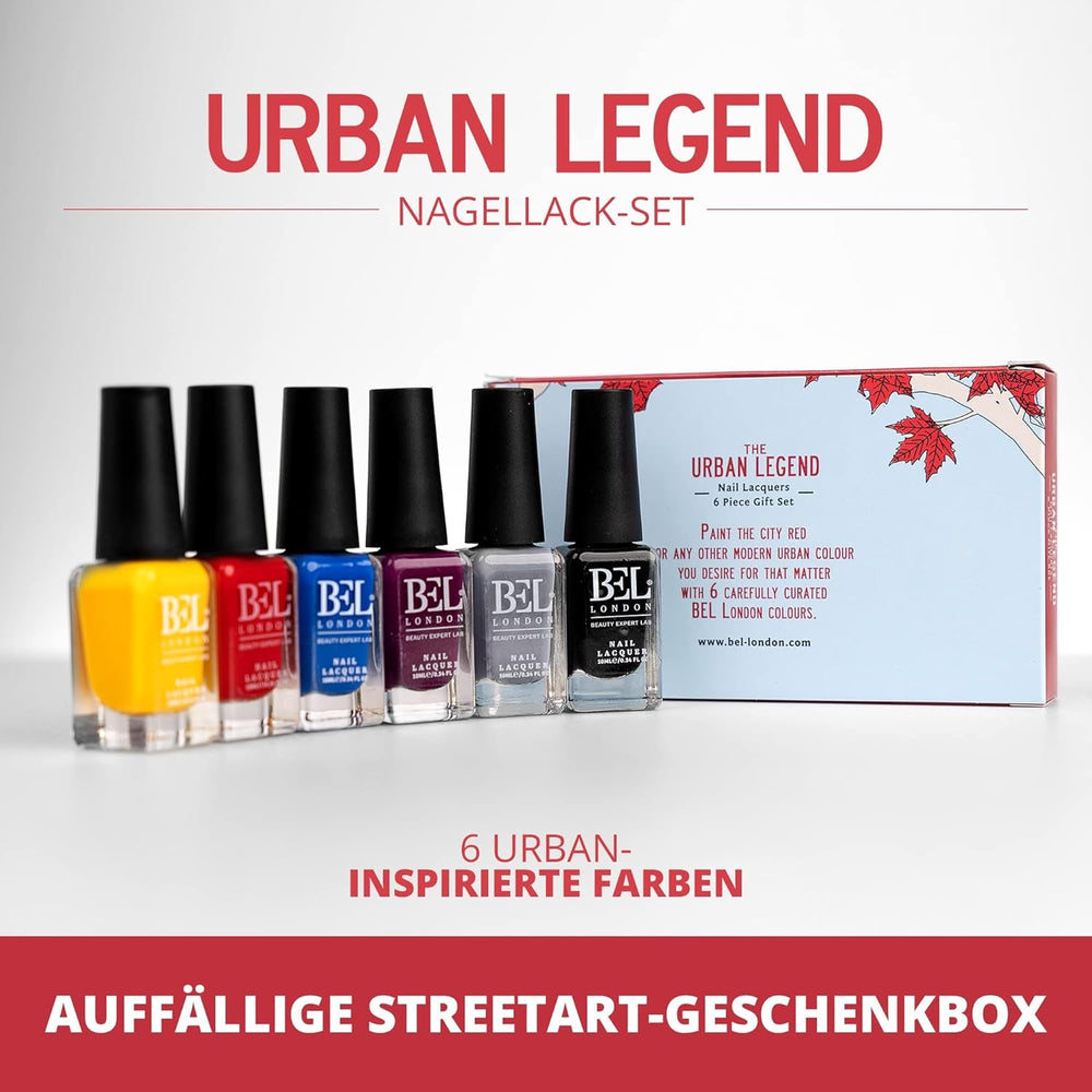 Bel London Urban Legend - Set de ojă cu uscare rapidă - Set de ojă non-toxice, ecologice și normale, fără lumină UV, pentru o manichiură perfectă acasă, 6 culori