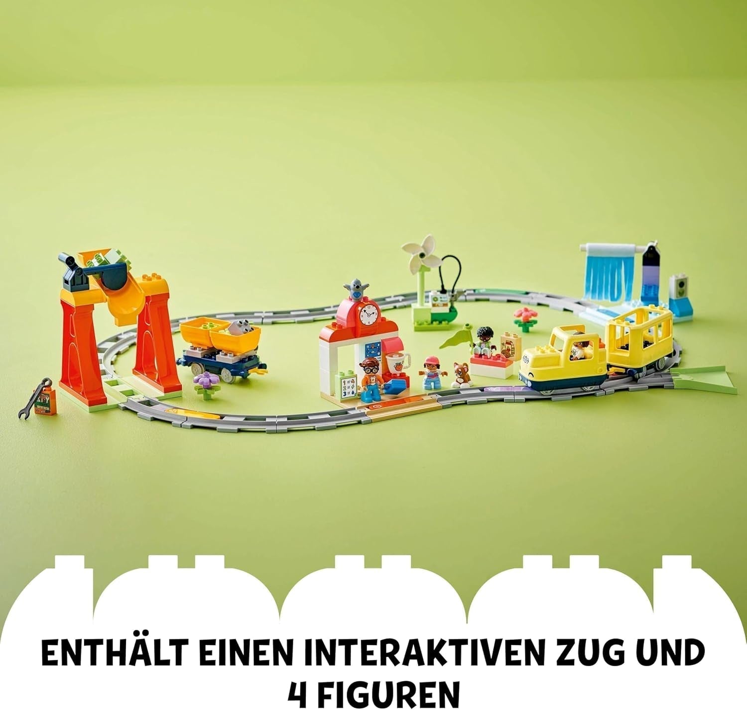 LEGO DUPLO Town Große interaktive Eisenbahn, Bauspielzeug für Kleinkinder ab 3 Jahren, Push & Go-Lokomotive mit Lichtern und Geräuschen, Gleisteile, Lernspielzeug für Vorschulkinder 10428 Bausets Beuche den LEGO-Store