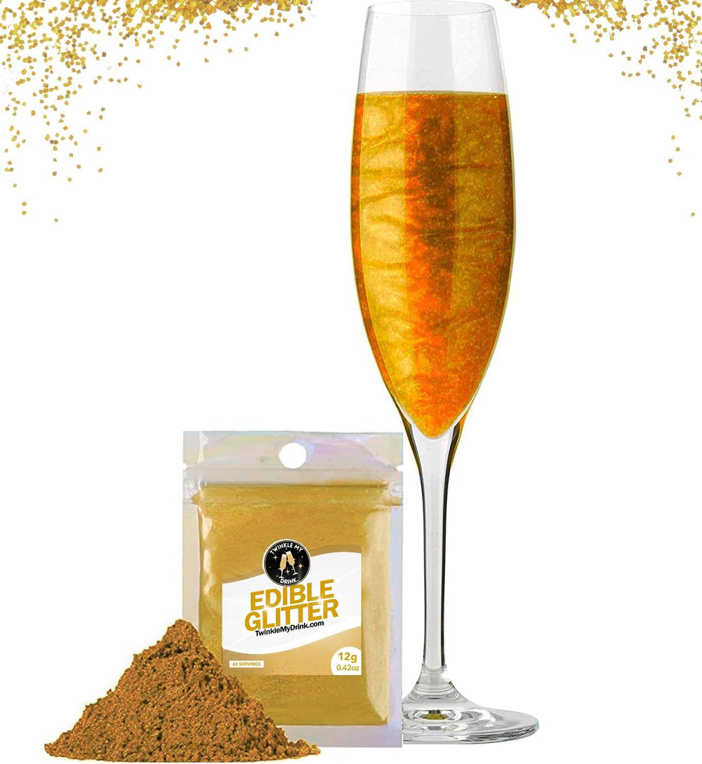 Twinkle My Drink® Essbarer Glitzer für Getränke, verschiedene Farben, 12 Gramm Naty Shop Gold