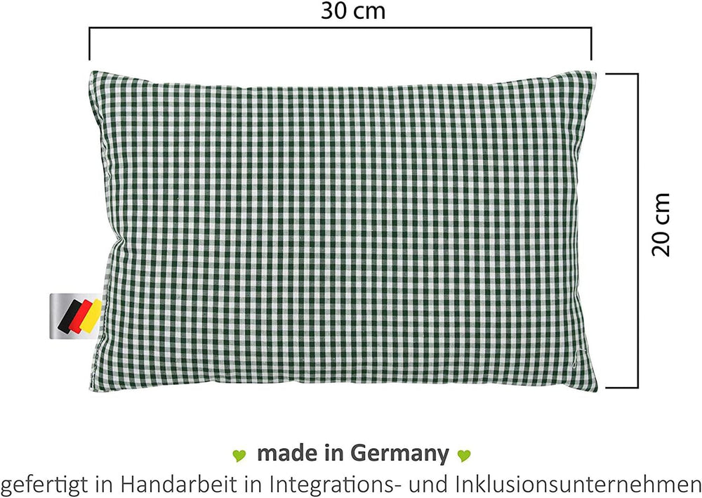 Gözze - Pernă parfumată cu ierburi, umplutură din amestec de ierburi 200G, capac din bumbac 100%, 30 X 20 Cm - Verde carouri Perne standard Naty Shop