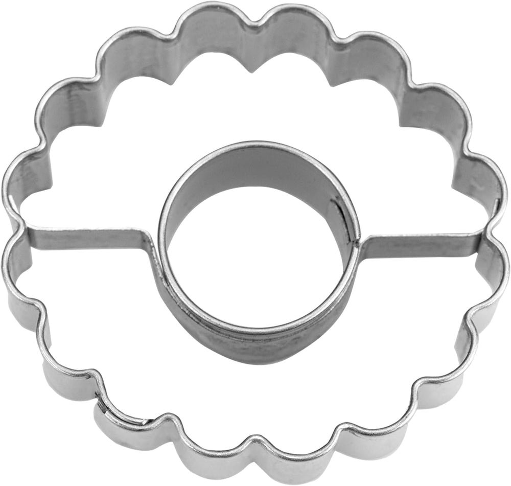 Formă de biscuiți Staedter Linzer, inelară, ø 4 cm/Î 1,5 cm, ondulată, argintie