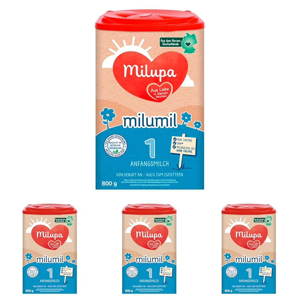 Milupa Milumil Pre, Lapte praf pentru bebeluși - Cu nutrienți importanți și fără ulei de palmier - 800 g Naty Shop 4 x 800 grame Milumil 1