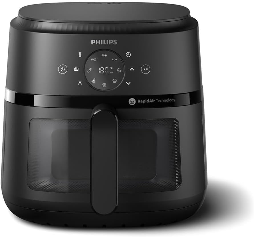 Philips Airfryer 2000-Serie 4,2 l – digitaler Touchscreen, 13 Kochoptionen, 9 voreingestellte Funktionen, bis zu 90 % weniger Fett mit Rapidair-Technologie, Leistung 1500 W. Geräte Naty Shop 6,2 l – Sichtfenster