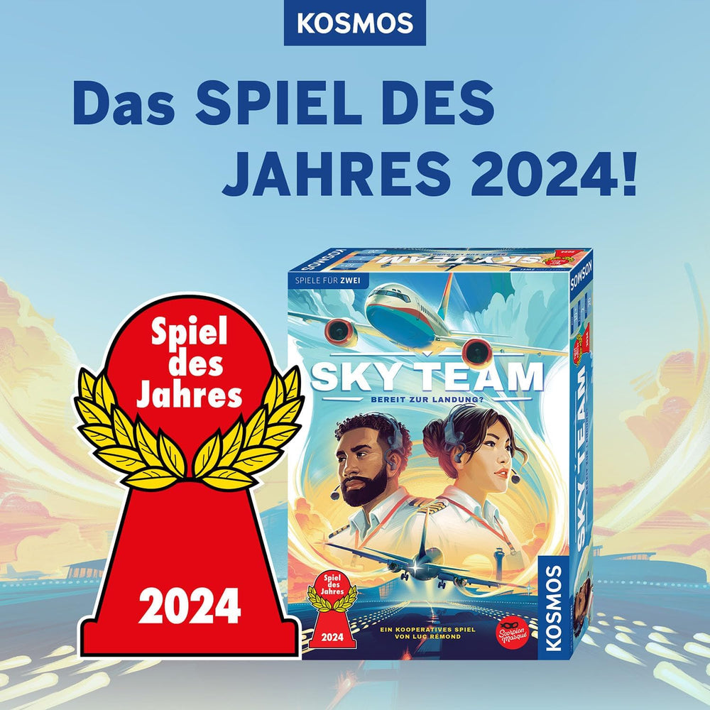 Kosmos 684044 Sky Team – Bereit zur Landung? Spiel des Jahres 2024 2-Spieler-Koop-Strategiespiel ab 10 Jahren, Brettspiel, Partyspiel