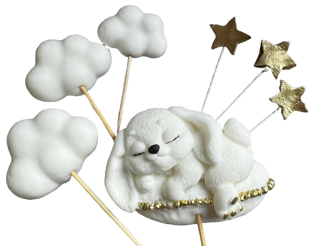 Set 7 decoratiuni comestibile din zahar, Iepuras Decoratiuni din Pasta de Zahar Naty Shop