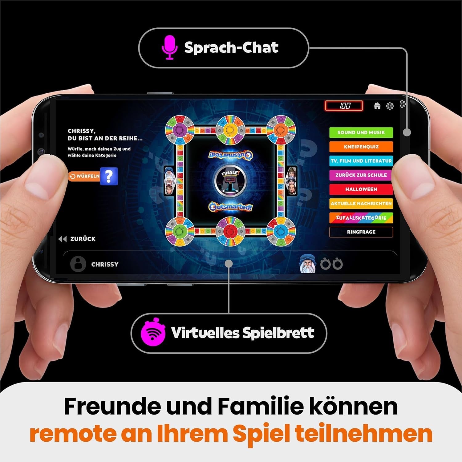 Outsmarted – Jocul de societate cu quiz digital | Copii, adolescenți și adulți | Seară de jocuri de generație următoare pentru familie și prieteni | 2–24 de jucători | Vârste 8+ | Peste 10.000 de întrebări