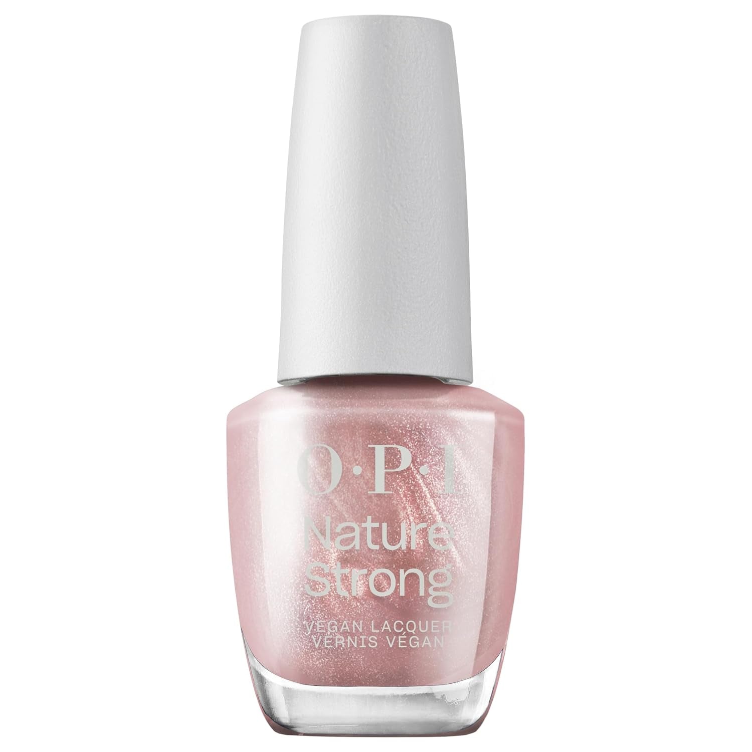 Oja OPI Nature Strong este Rose Gold – oja de lungă durată cu o formulă vegană, inovatoare, care conține ingrediente naturale – pentru unghii strălucitoare, de un roz auriu.