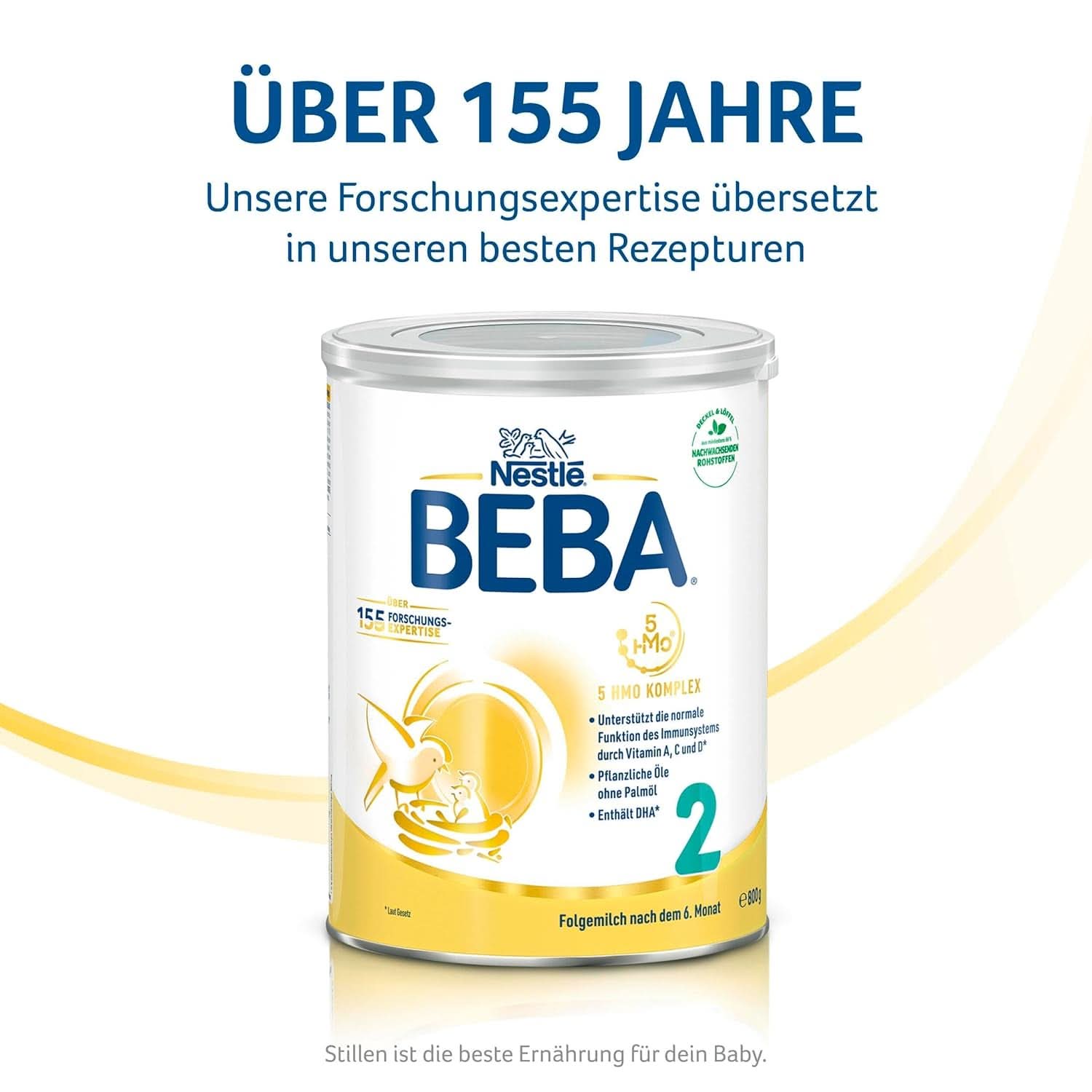 Nestle BEBA 2 Folgemilchpulver nach 6 Monaten, mit Komplex 5 HMO, nur Laktose, ohne Palmöl, 3er Pack (3 X 800G) Mutter und Kind Naty Shop