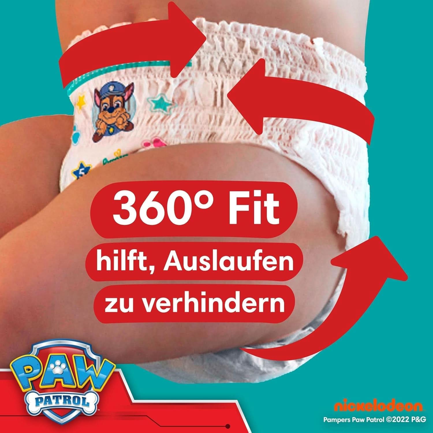 Pampers scutece Paw Patrol Pantaloni mărimea 5 (12-17Kg) Baby-Dry, Junior cu buzunar Stop and Protect, CUTIE LUNARĂ, 160 scutece Naty Shop