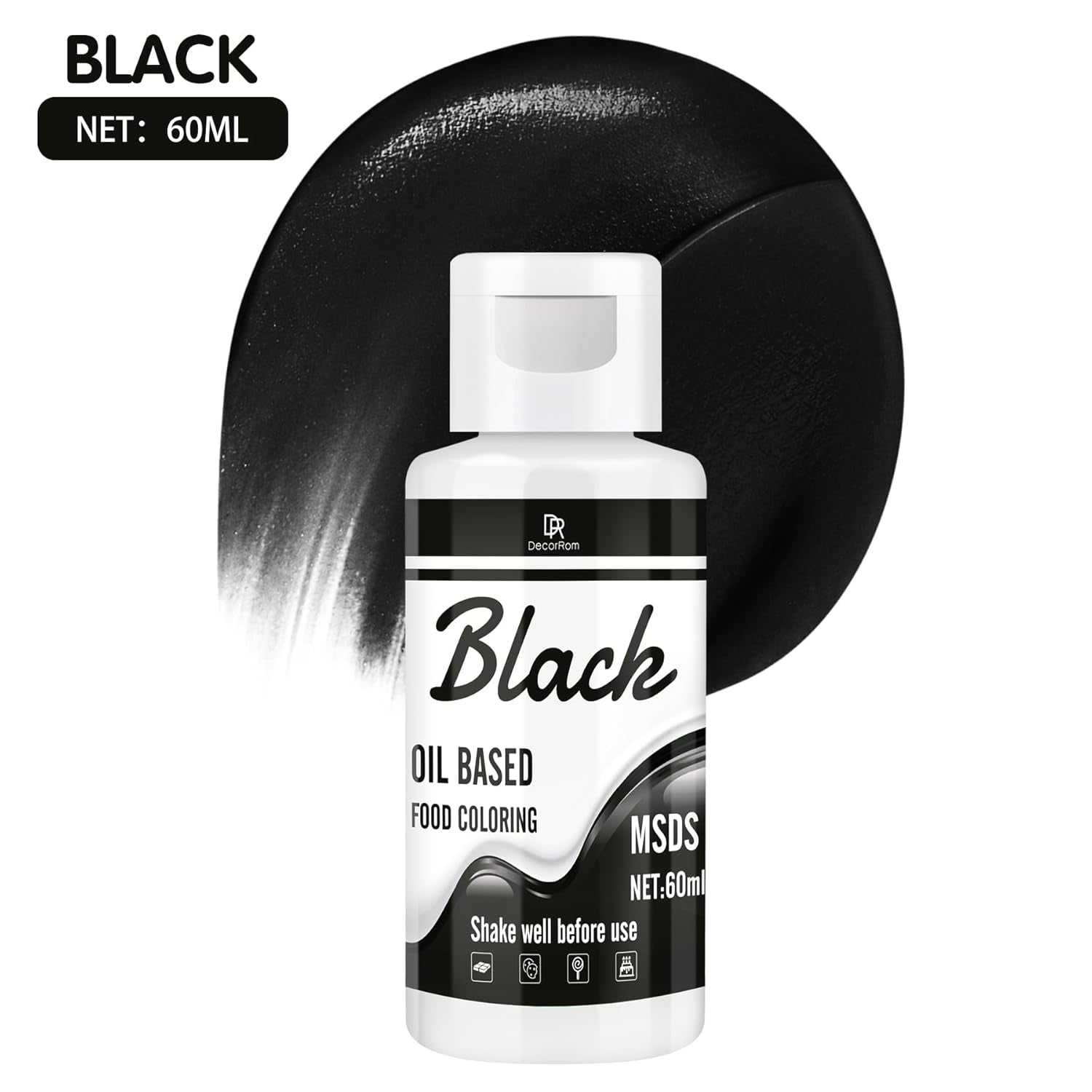 Fettlösliche Lebensmittelfarbe Für Schokolade - 60Ml Ölbasis Lebensmittelfarben Für Fondant, Torten Dekoration, Backen - Flüssige Food Coloring Für Kakaobutter, Buttercream, Kuchen (Schwarz) Naty Shop
