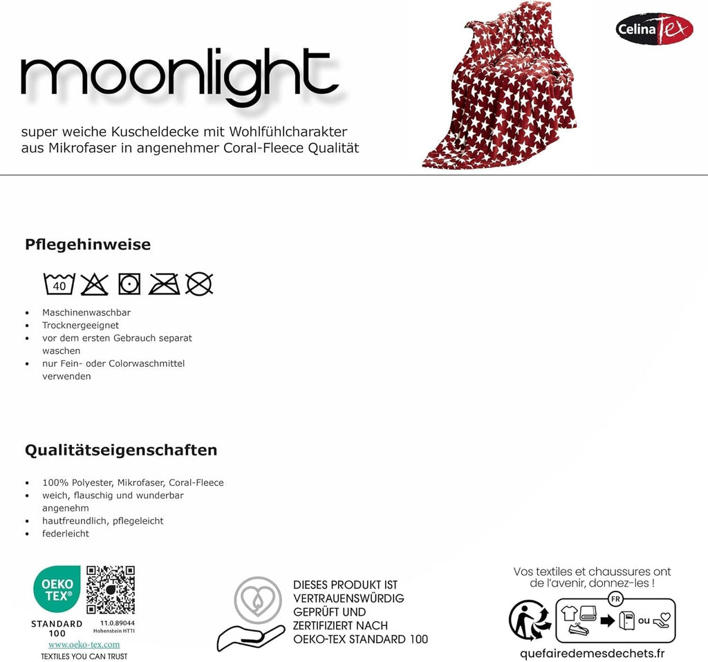 Celinatex pătură pufoasă 150 X 200 Cm Bordeaux pătură canapea canapea pătură moale stele Microfibre Fleece Oeko-Tex Moonlight Paturi si Cuverturi Besuche den CelinaTex-Store