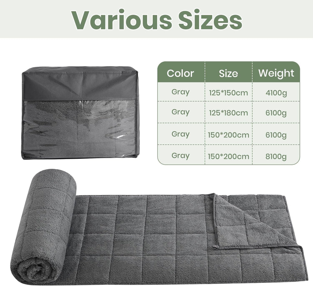 Schwere Decke zum Schlafen von Erwachsenen, 8 kg, Grau, 150 x 200 cm, Kuscheldecke, gewichtete Decke, flauschige Rettungsdecke, gute Nachtbetten und Decken