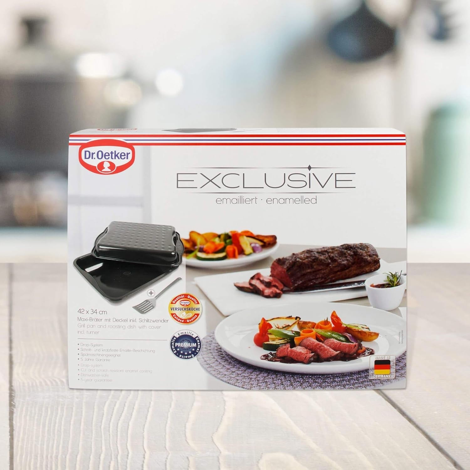Dr. Oetker Maxi Prăjitor cu capac din oțel, vas de prăjire pătrat de familie pentru pui și legume Matrite si tavi pentru copt Naty Shop