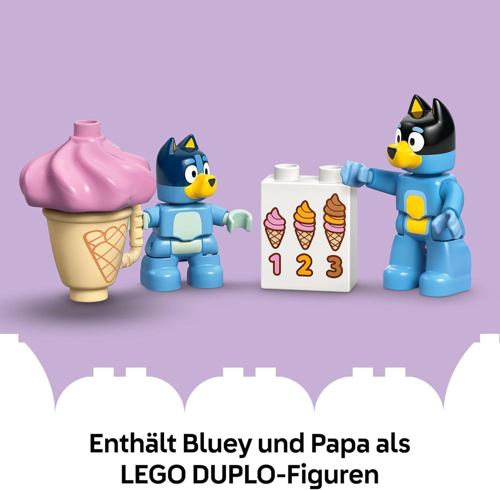LEGO DUPLO Bluey: Ausflug zur Eisdiele mit Bluey - Lernspielzeug für Kleinkinder - Mit Spielzeug Auto und 2 Minifiguren - Geschenk für Mädchen & Jungen ab 2 Jahren - 10458