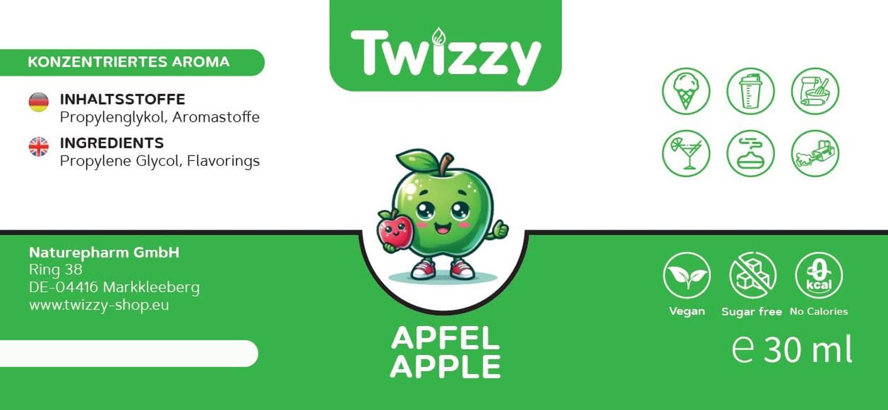 Twizzy, Aroma concentrata Mere, 30 ml Arome Naty Shop