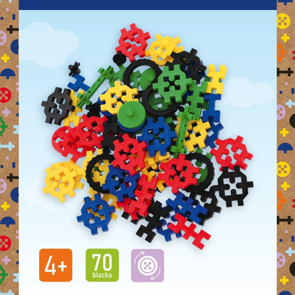 Connect Trefl Bausteine Set Basic Boy - 70 Bausteine in Verschiedenen Formen, Kreatives Spielzeug für Erwachsene und Kinder ab 4 Jahren