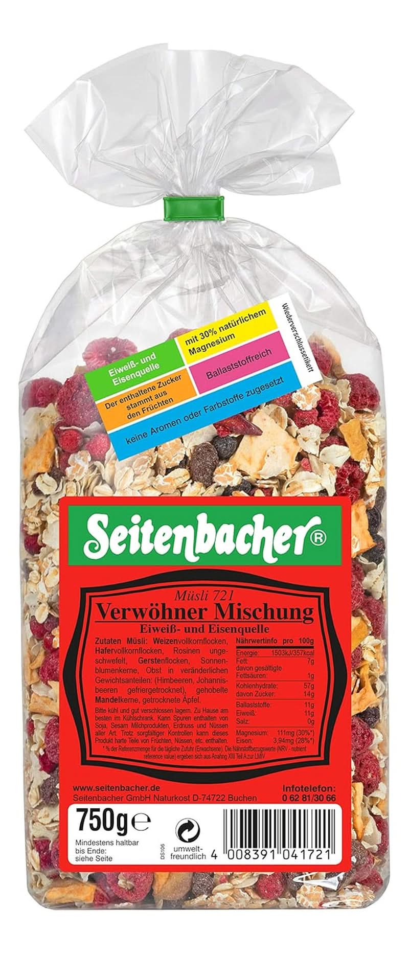 Seitenbacher Müsli-Genuss-Mix Beeren, 750 Gramm Naty Shop Cereals 750 Gramm