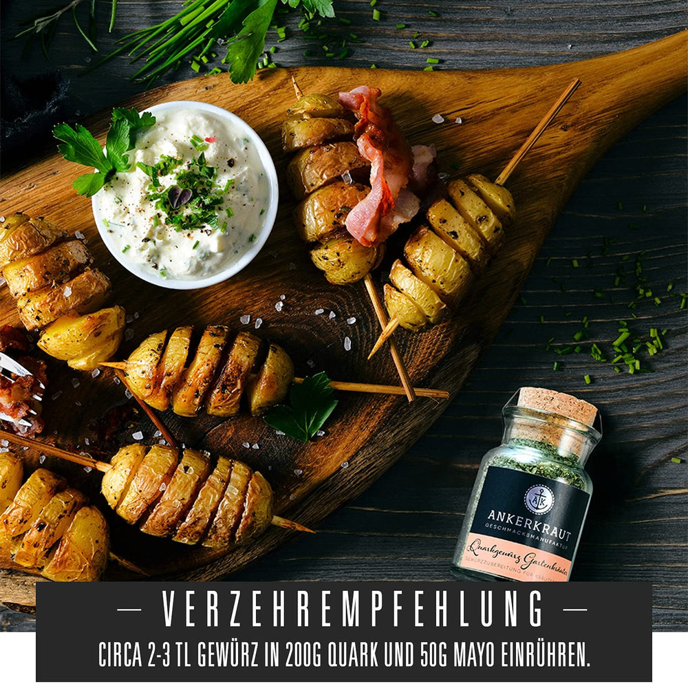 Ankerkraut Kräuterquark Dip, Gewürzmischung für Quark, Ohne Geschmacksverstärker, Premium Qualität, Alternative Joghurt und Soja-Quark, Aufstrich selber machen, 55 g im Korkenglas