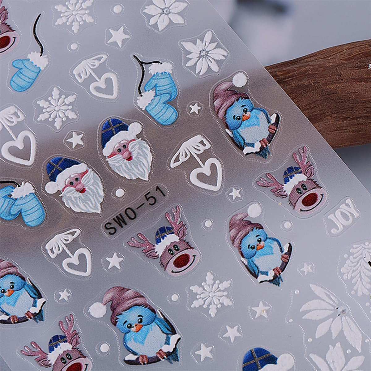 JMEOWIO Nagelsticker Weihnachten 6 Blatt Nail Art Sticker Selbstklebend Nagelaufkleber Schneeflocke Winter Urlaub Süß Dekoration Nageldesign Zubehör