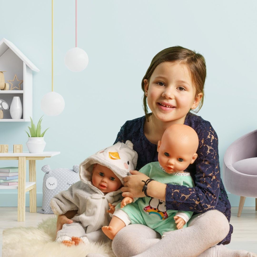 Heless 1181 - Strampler für Puppen im Pinguin Pünktchen Design, aus Softvelours mit hochwertiger Bestickung, Größe 28 - 35 cm