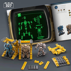 MEGA Fallout Actionfigur Bauspielzeug, T-60 Power Armor Collection mit 327 Teilen, 5 Mikro-Actionfiguren und Zubehör, für Sammler