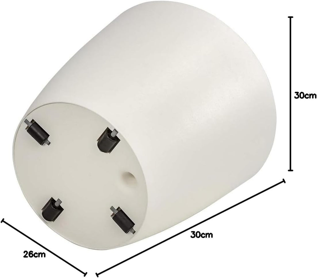 Ghiveci Dehner Mila cu sistem de auto-udare, Ø 30 cm, înălțime 26 cm, plastic, alb