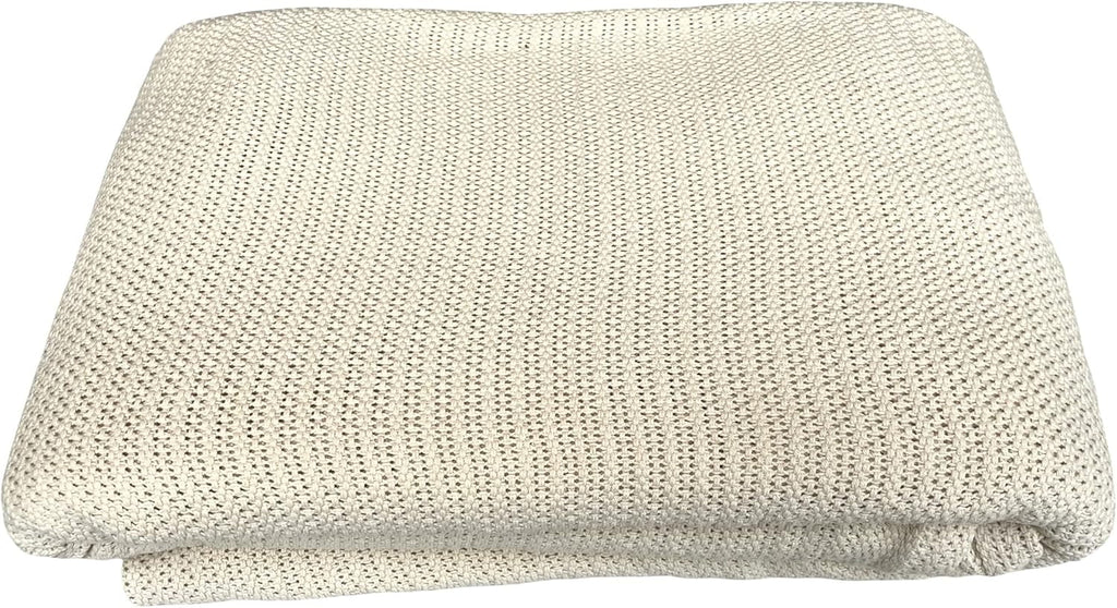 Family Bedding Pătură celulară roz pentru pat dublu, bumbac, cuvertură de pat mare, reversibilă, ușoară, termică, moale, pătură celulară tradițională, 230 X 230 cm Plapumi si pilote Naty Shop Culoare crem 230X230Cm