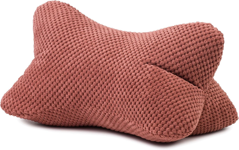 Pernă de citit Gözze - Sven, pernă de gât cu aspect texturat, pernă de citit și relaxare pentru gât și spate, 40 x 25 cm - Taupe