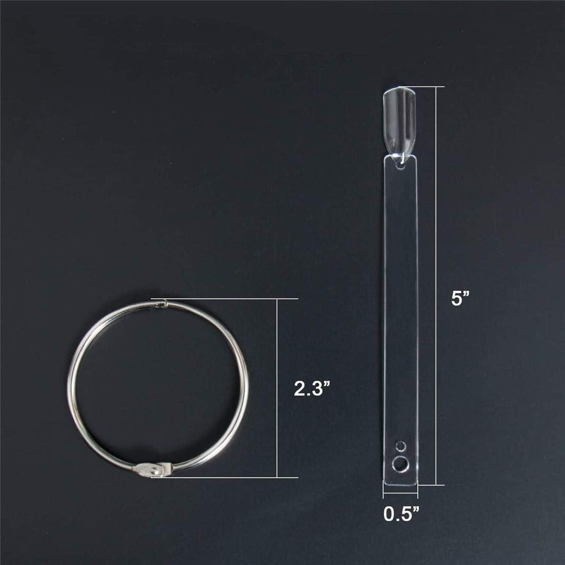 50 de bucăți de inele pentru sfaturi de artă pentru unghii, plăci transparente de culoare, bețișoare inelare pentru afișare a ojei, exerciții de salon de unghii, afișare a vârfurilor de unghii pentru afișare și exersare DIY Nail Art