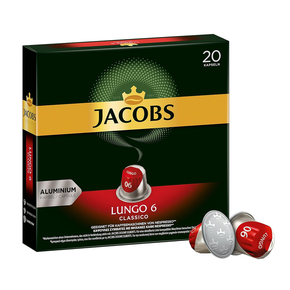 Jacobs Kaffeekapseln Guten Morgen XL Intense - 10er Pack (10 x 20 Getränke) & Kaffeekapseln Lungo Classico, Intensität 6 von 12, 20 Nespresso®* kompatible Kapseln, 10 x 20 Getränke
