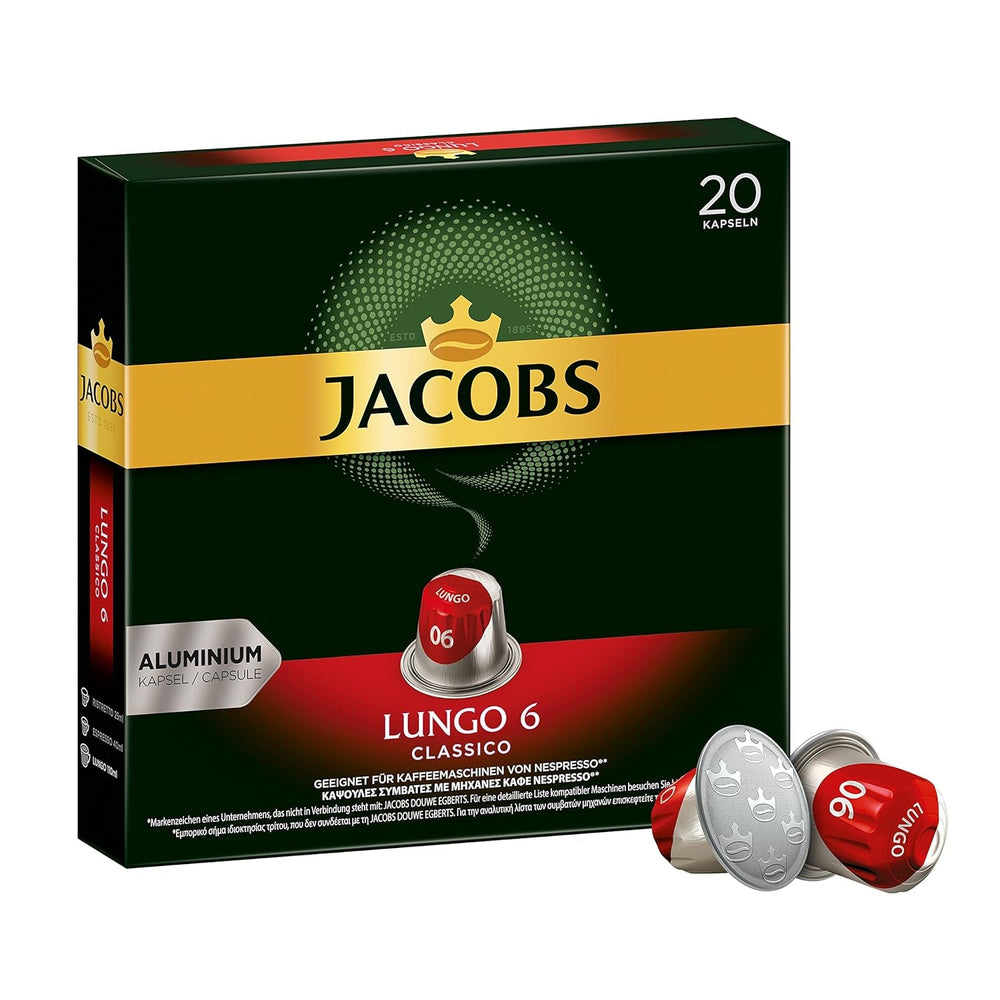 Kaffeekapseln Lungo Classico, Intensität 6 von 12, 10 x 20 Getränke & Kaffeekapseln Krönung Crema, 200 Nespresso kompatible Kapseln, 10er Pack, 10 x 20 Getränke, 1040 g
